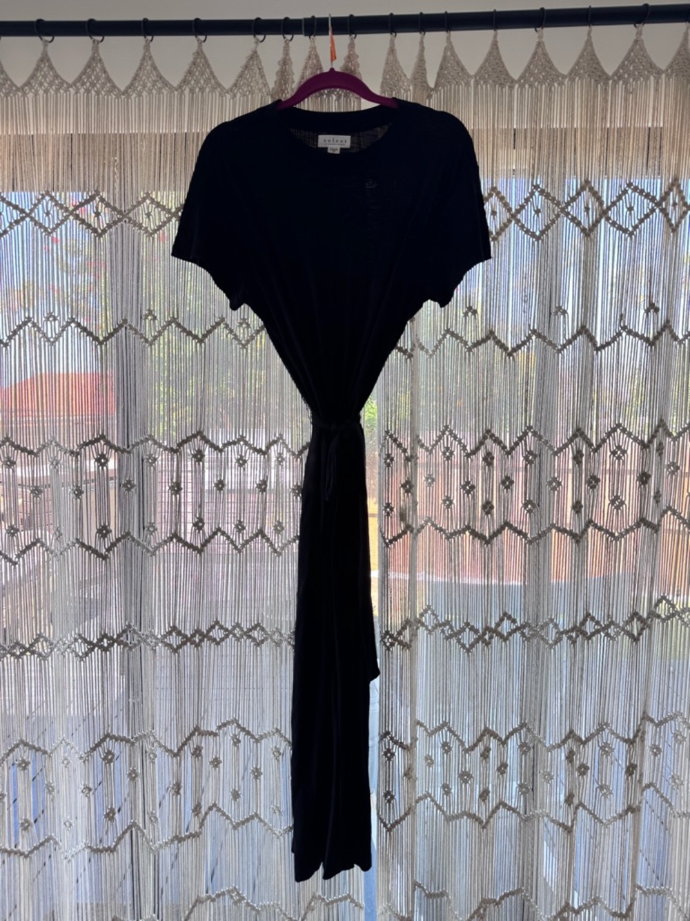 Velvet Black T-shirt Midi Dress